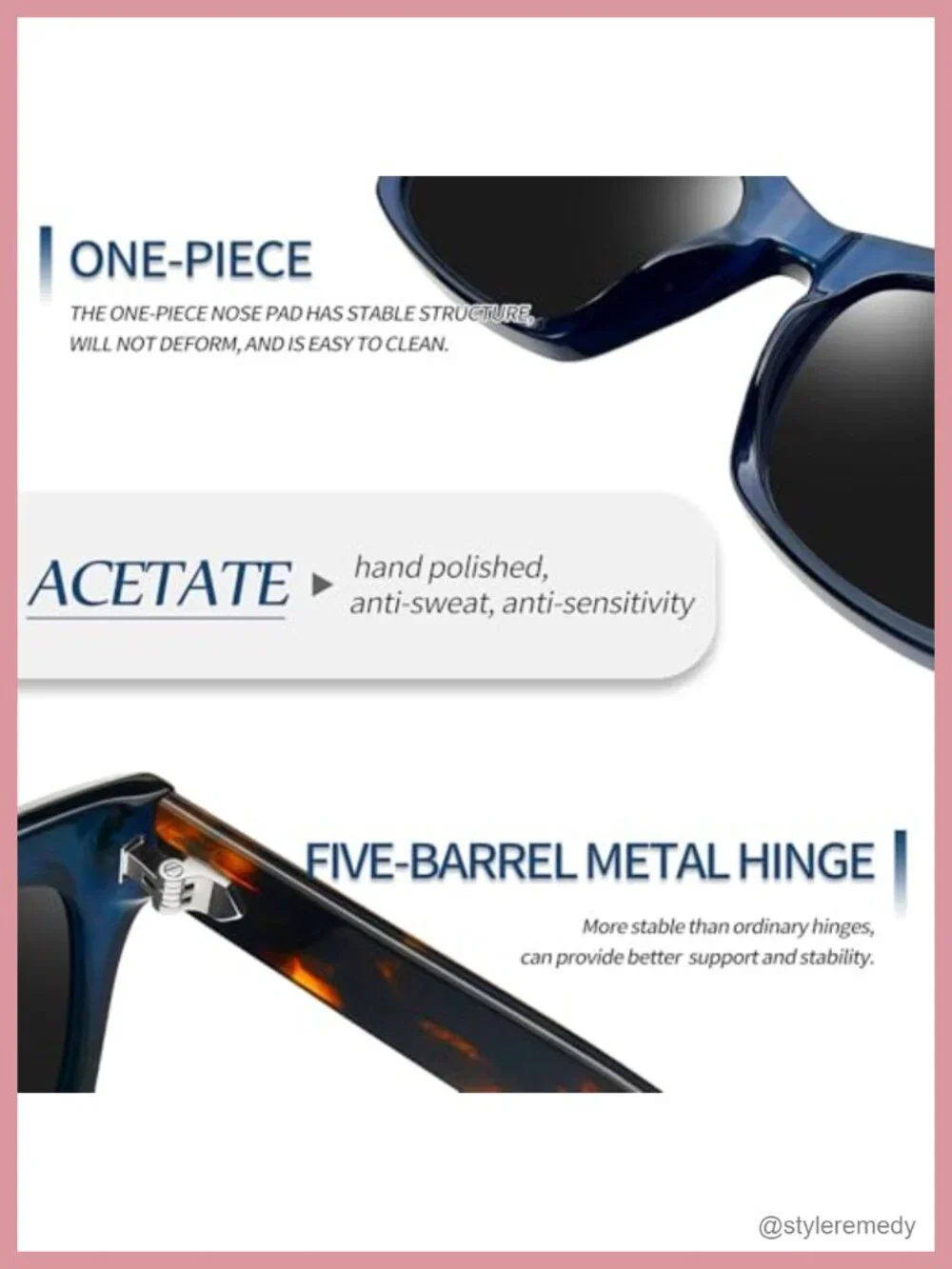 Acetate Square Polarized Sunglasses UV400 Protection